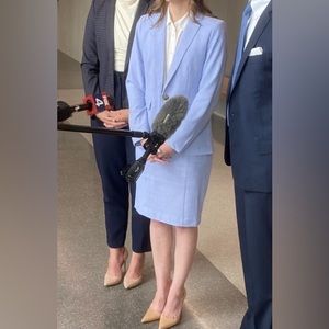 Ann Taylor cross weave skirt suit in Deep Wisteria